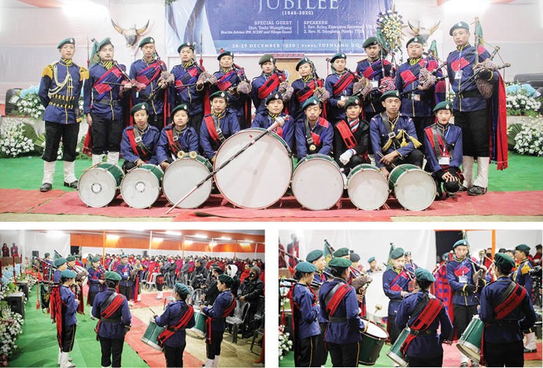 Haühyang Choba Bagpipe Band was formed in the year 2010 with 30 members in Tuensang town under the leadership of District Organising Commissioner (Scout), Tuensang, R Ngaku Chang, a Rajya Puruskar Scout, and Band Major SN Yanchu, a Himalayan Wood Badge (HWB) holder. The Band participated in the Hornbill Festival 2013, Nagaland State Bharat Scouts and Guides Golden Jubilee in 2017 in Nerhema. They are also winner of Band Display Competition at 17th The Bharat Scouts and Guides National Jamboree in Mysuru, Karnataka in 2017. Besides, they have also participated in district, state, and national level events. (Morung Photo)